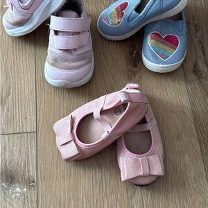 Nike Pink and children’s place rainbow heart slip on and pink bow ballet flats